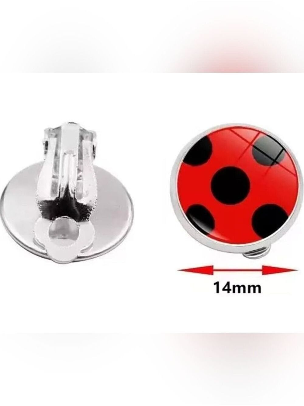 Clip On Ladybug Earrings - Picture 2 of 4